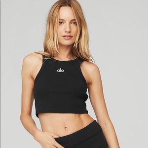 NWT ALO Yoga Black Ribbed Aspire Tank - Size XS